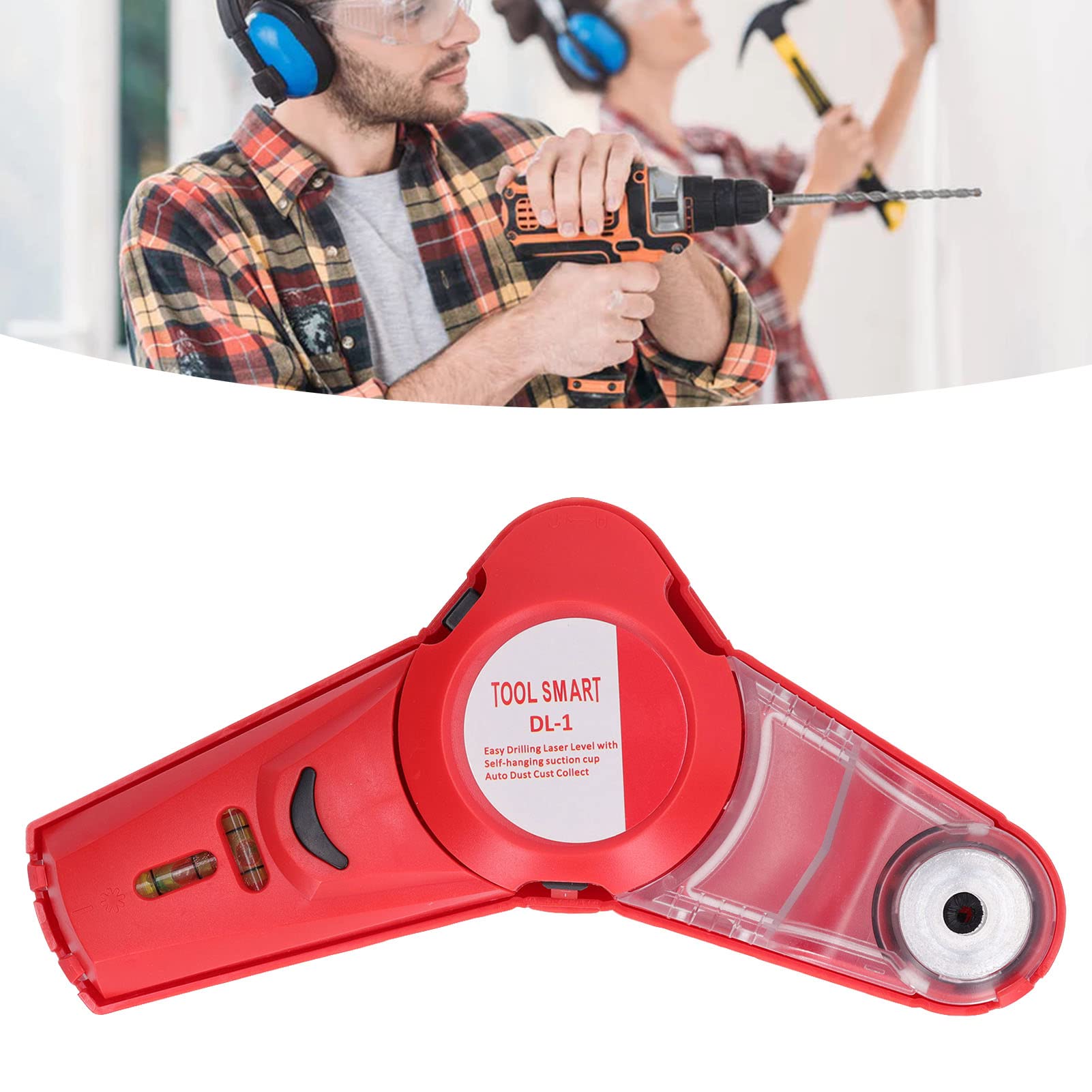 Taladro Colector de polvo Manos libres Colectores de polvo Kit de sierra perforadora, nivelador láser de perforación inalámbrico de succión fuerte ABS para pared