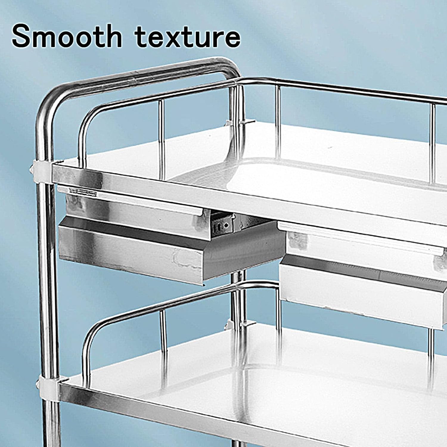 Rolling Carts with Wheels Organizer with Drawers Cart 2-3 Layers Stainless Steel Cart Lab Utility Cart with All-Round Silent Wheels and for Lab Clinic Kitchen Salon,