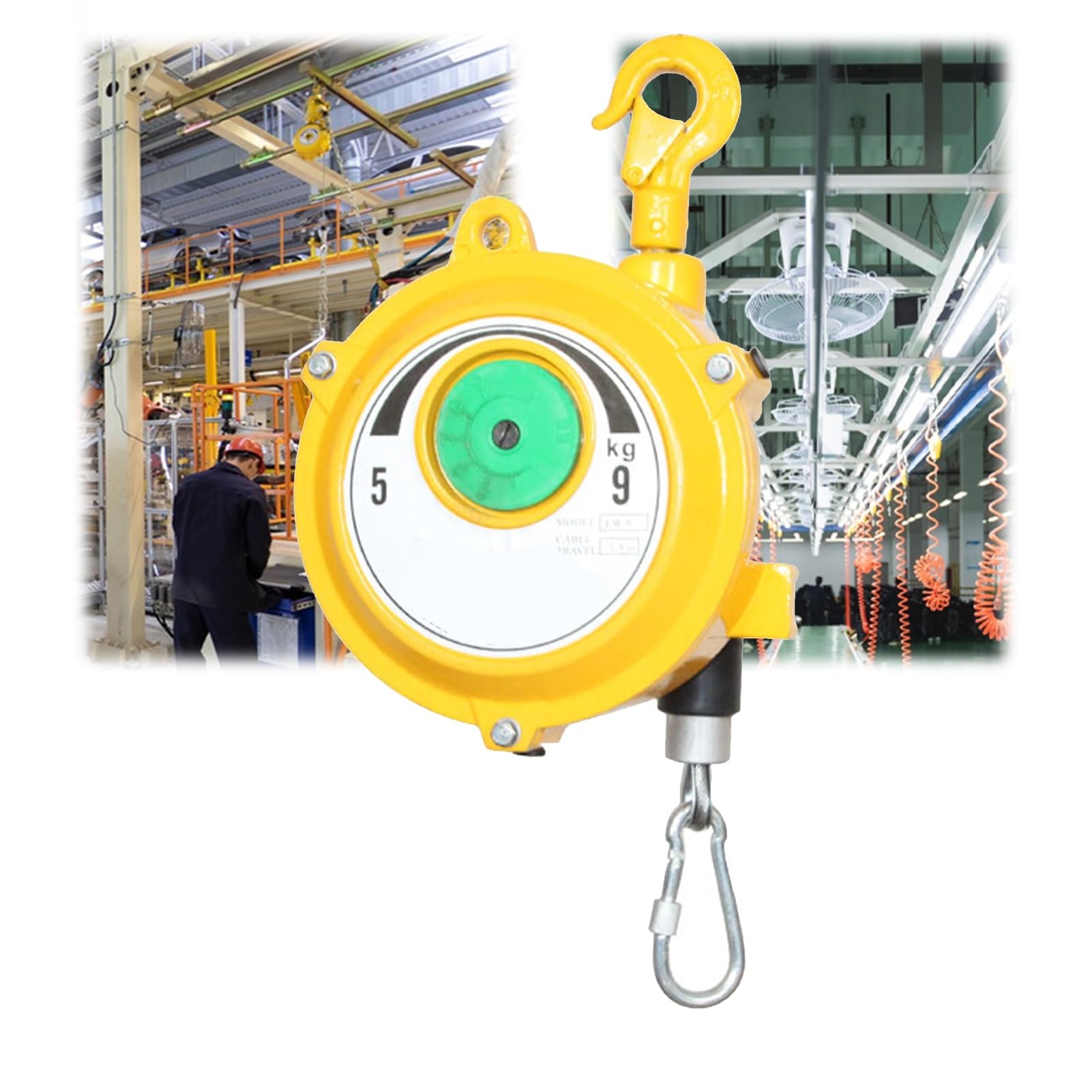WEKONUMEX Retractable Spring Balancer, Retractable Spring Balancer With Wire Rope Hook For Automotive Assembly Workshop Multiple Sizes(5-9kg)