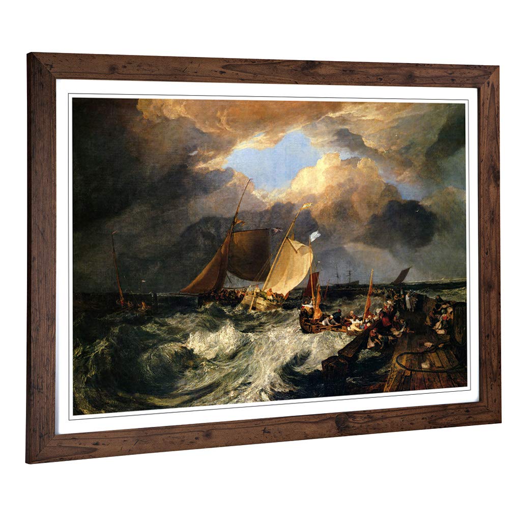 Big Box Art Framed Print of J.M.W (Joseph Mallord William Turner) Calais Pier Design | Wall Art Picture| Home Decor for Living Room, Bedroom, Office, Walnut, A2 / 24.5x18 Inch / 62x45cm