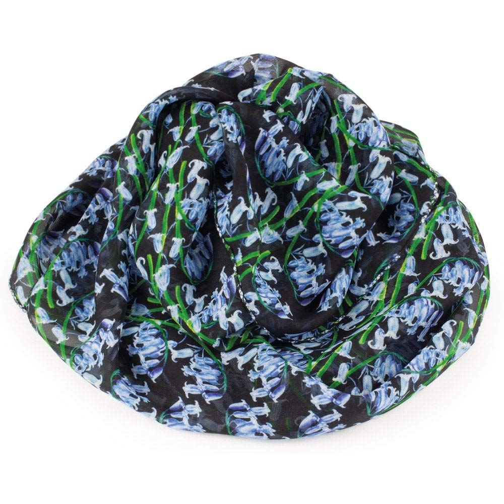 Eternal Collection Bonnie Bluebell Blue and Black Multi Coloured Pure Silk Scarf 170 Multi