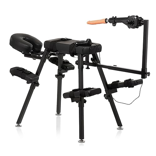 Master Series Obedience Bench with Thrusting Sex Machine: Adjustable BDSM Furniture for Men, Women & Couples. Ergonomic, Heavy-Duty Design with Remote Controlled Multi Speed Thrusting Dildo, Black. - Adjustable Bondage Table & Sex Machine