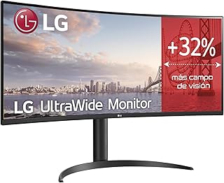LG 34WP75C-B – Monitor UltraWide Ultrapanorámico Curvo 34 pulgadas, 21:9, Panel VA: 3440×1440, 160Hz, 300cd/m², 3000:1, sRGB mas 9%, AMD FreSync Premium, 5ms (1ms MBR), HDR10, USB Type-C, Color Negro
