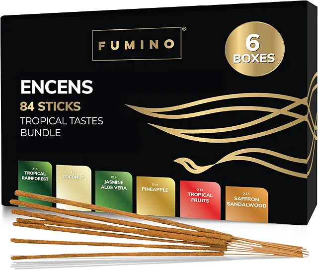 Encens Japonais Fumino - 84 Bâtonnets Parfums Tropicaux Naturels pour Relaxation