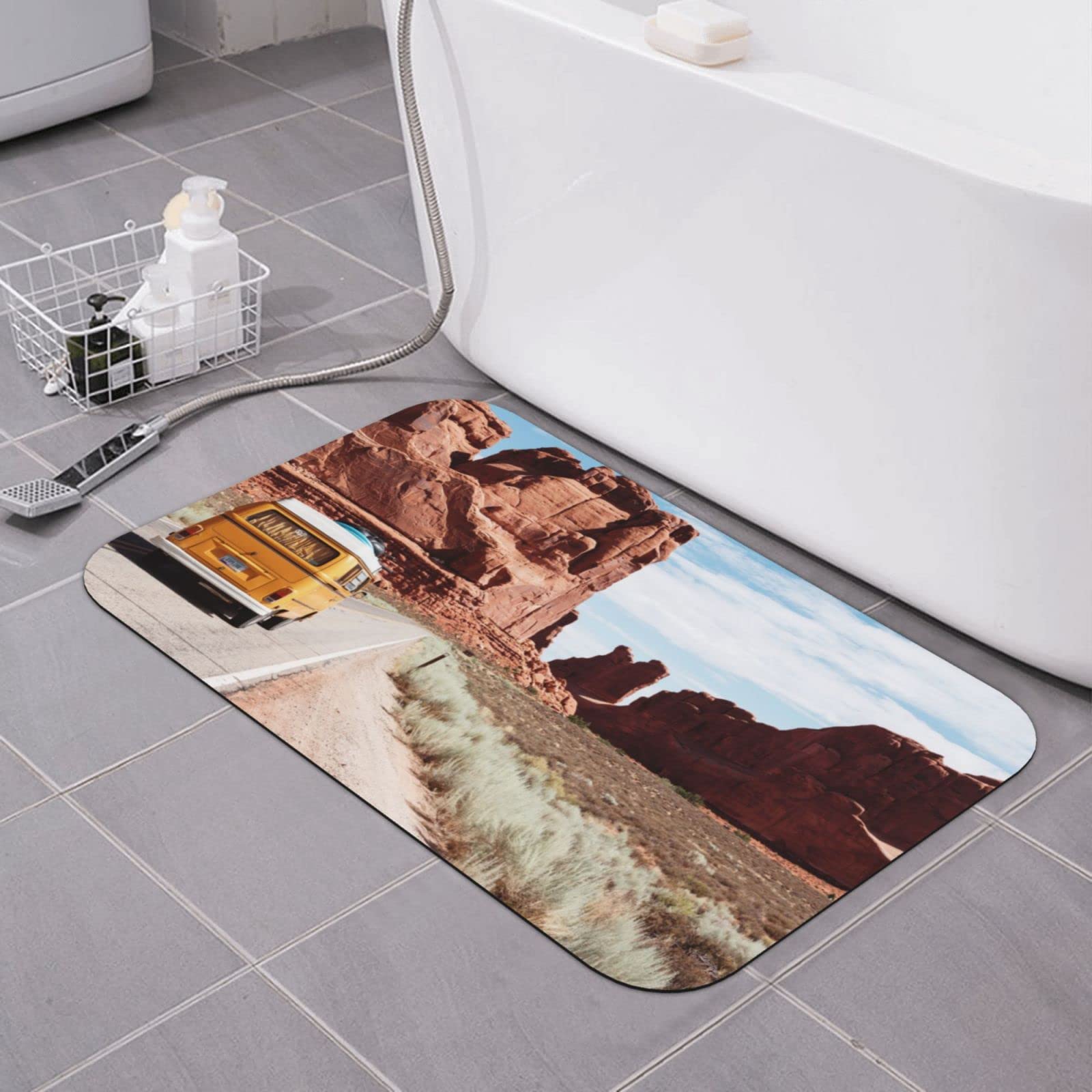 Tapis de bain diatomée imprimée pour une sortie de douche sereine