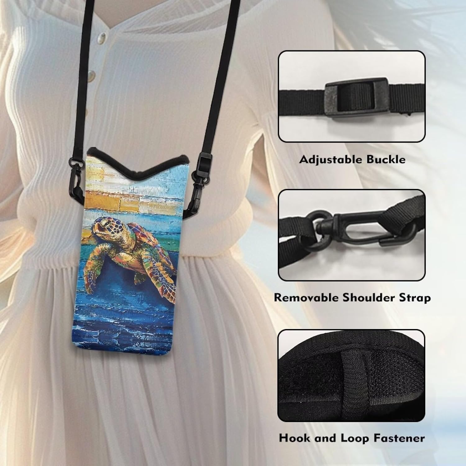 Neoprene Small Crossbody Bag with Adjustable Strap Water-Resistant Portable Cellphone Pouch for Travel, Outings - Image 5