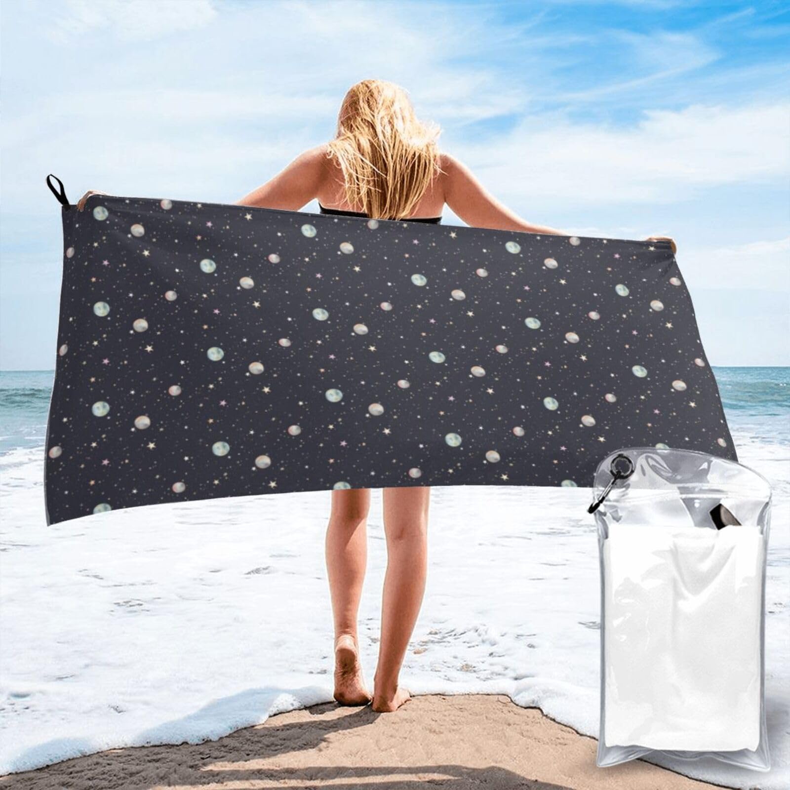 FHIZOAL Galaxy Quick Dry Towel Microfibre Towel Super Absorbent Ultra Compact Gym Sports Beach Camping Travel