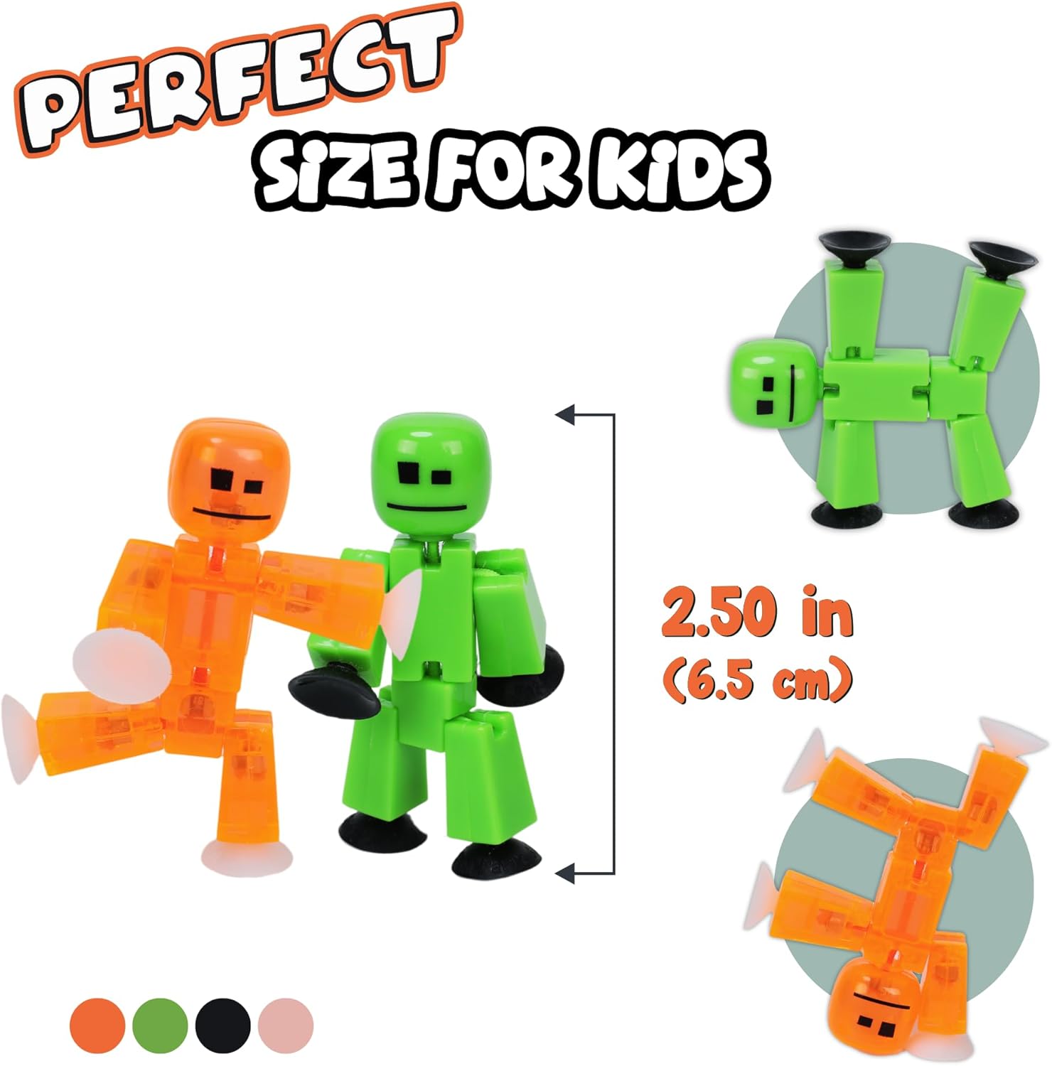 Zing Stikbot Family Pack, Set of 6 Stikbot Collectable Action Figures, Includes 2 Stikbots, 2 Junior Stikbots, 1 Dog, and 1 Cat, Stop Motion Animation - in Eco-Friendly Packaging, Age 4+