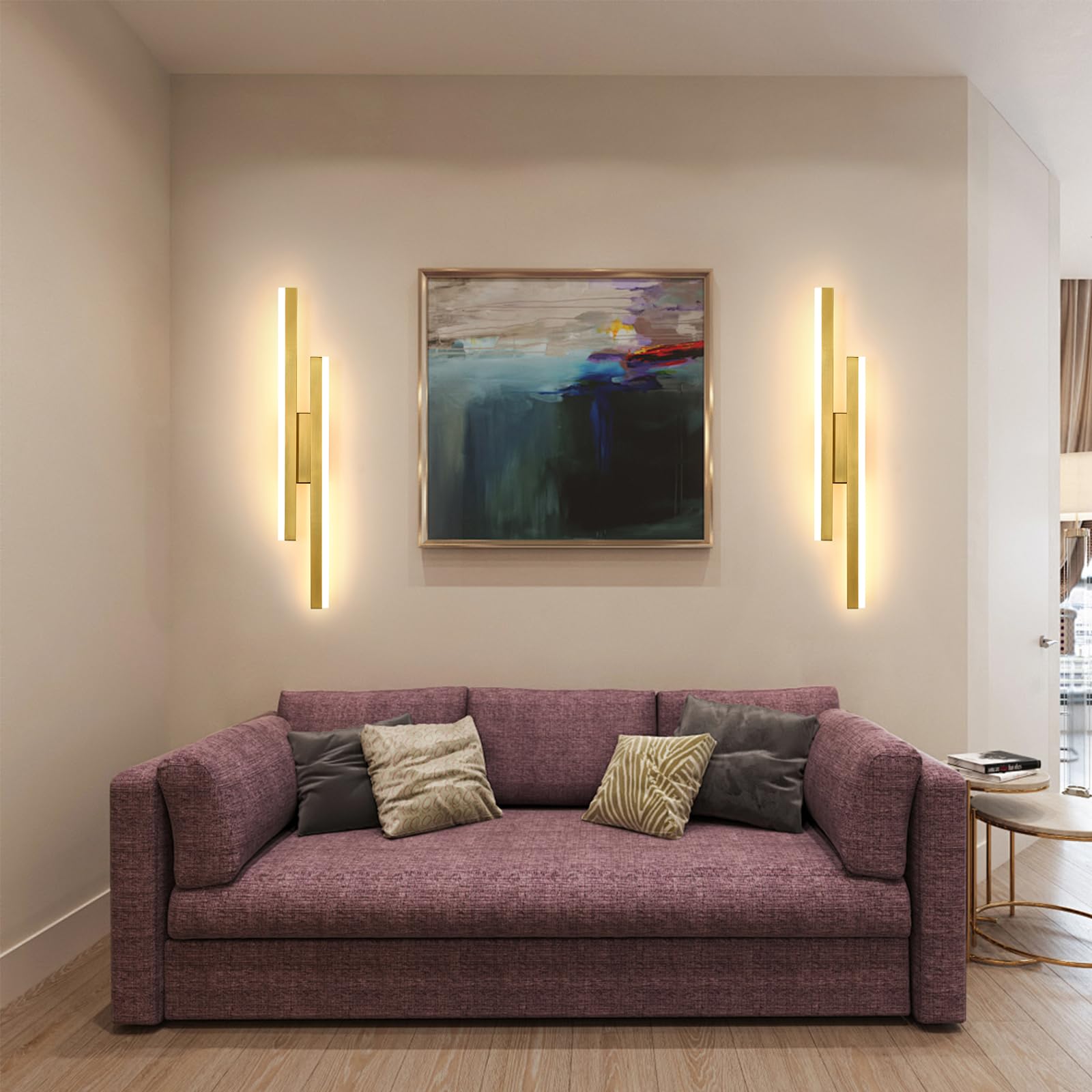 DELIPOP Applique Murale Interieur LED, 16W Moderne Lampe Murale Or, 3 Température de Couleur 3000-6500K Luminaire Mural en Acrylique pour Salon, Chambre, Escalier, Hôtel, Couloir | Moderne Luminaire Mural Acrylique pour Salon Chambre Escalier Hôtel Couloi