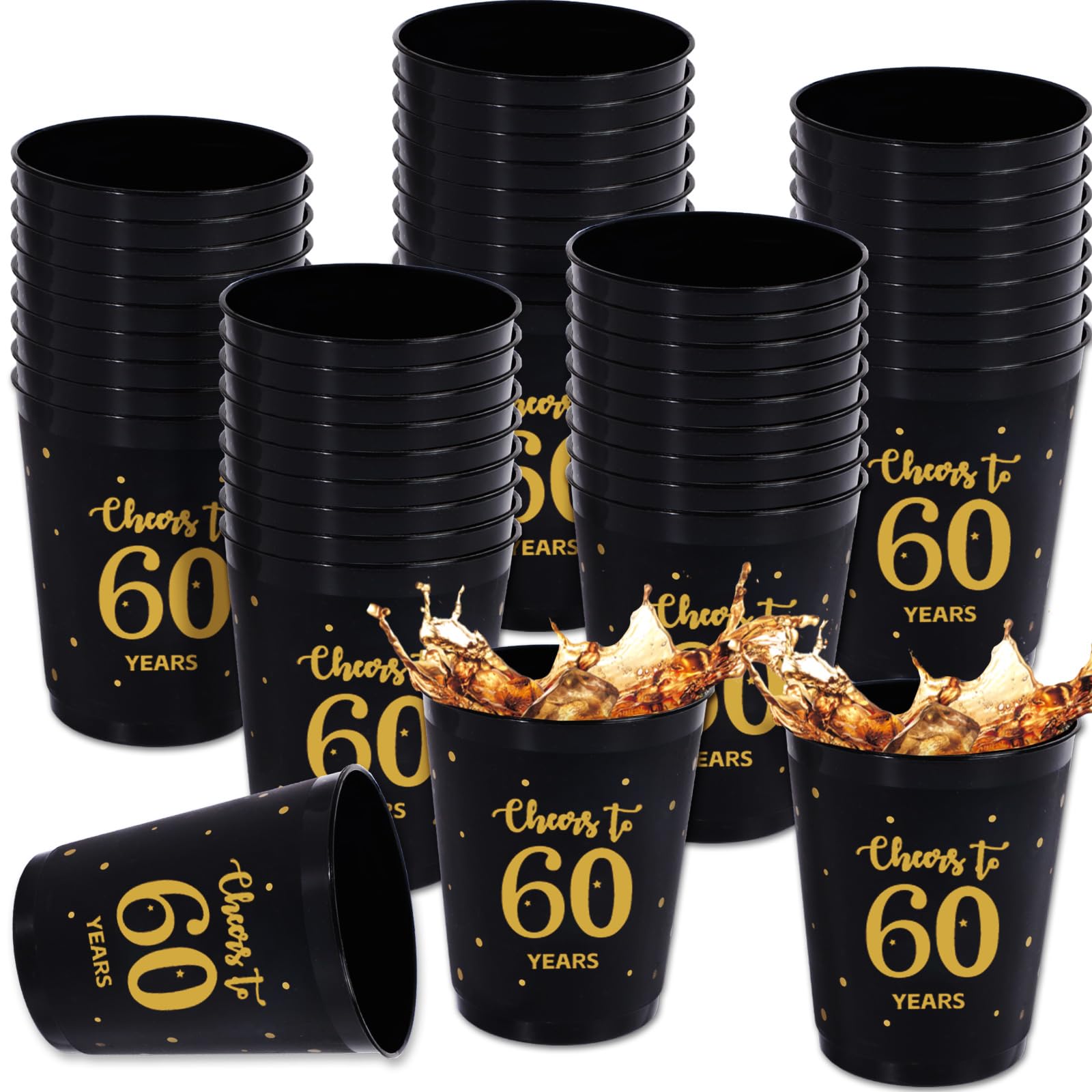 Gobelets Plastique Réutilisables 60 Pièces - 300ml Argent Scintillant Pour Fêtes, Anniversaires, Cocktails