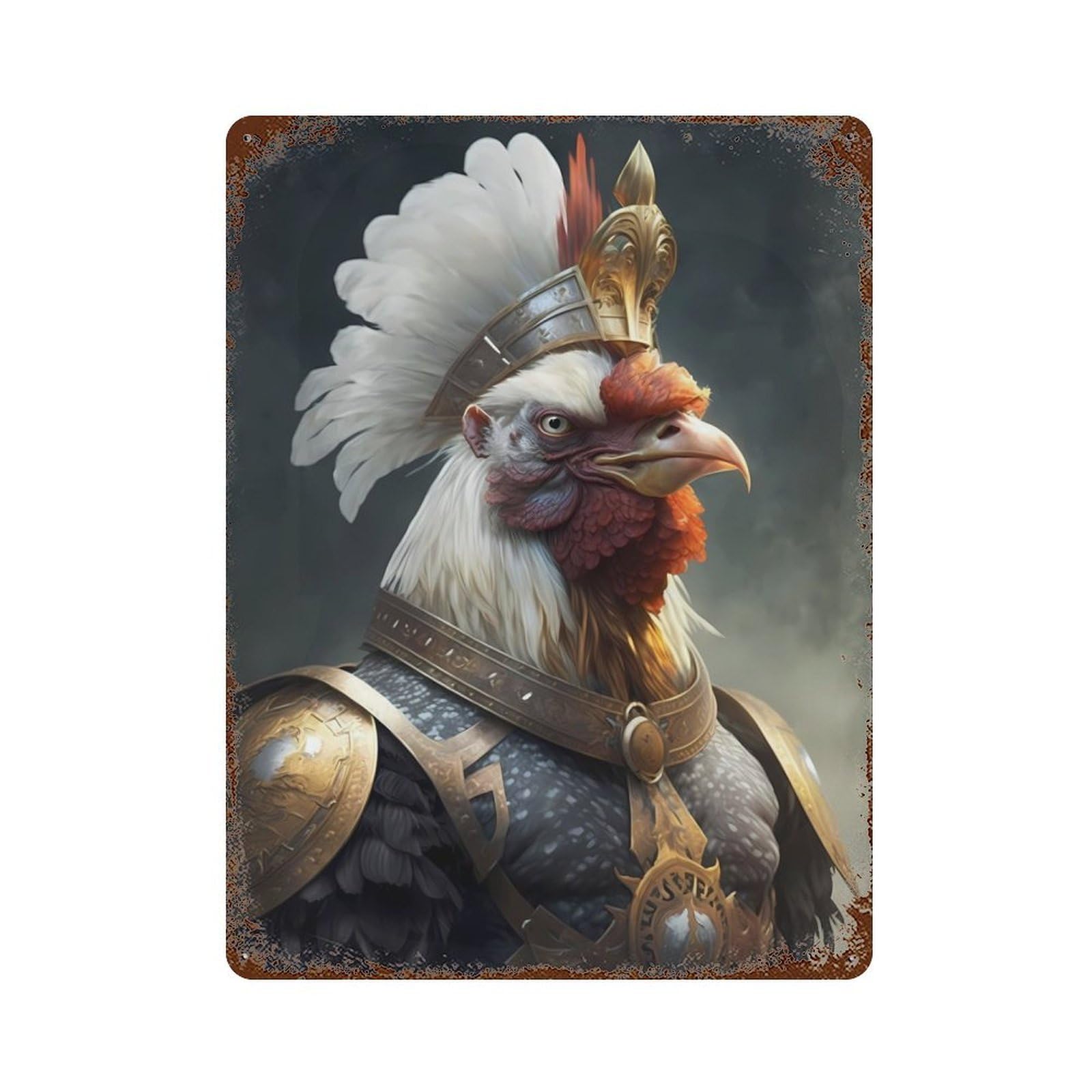 Chicken Adorable Vintage Rust Metal Sign 15.7"x11.8", Shabby Chic Decor for Garage, Pub Or Kitchen