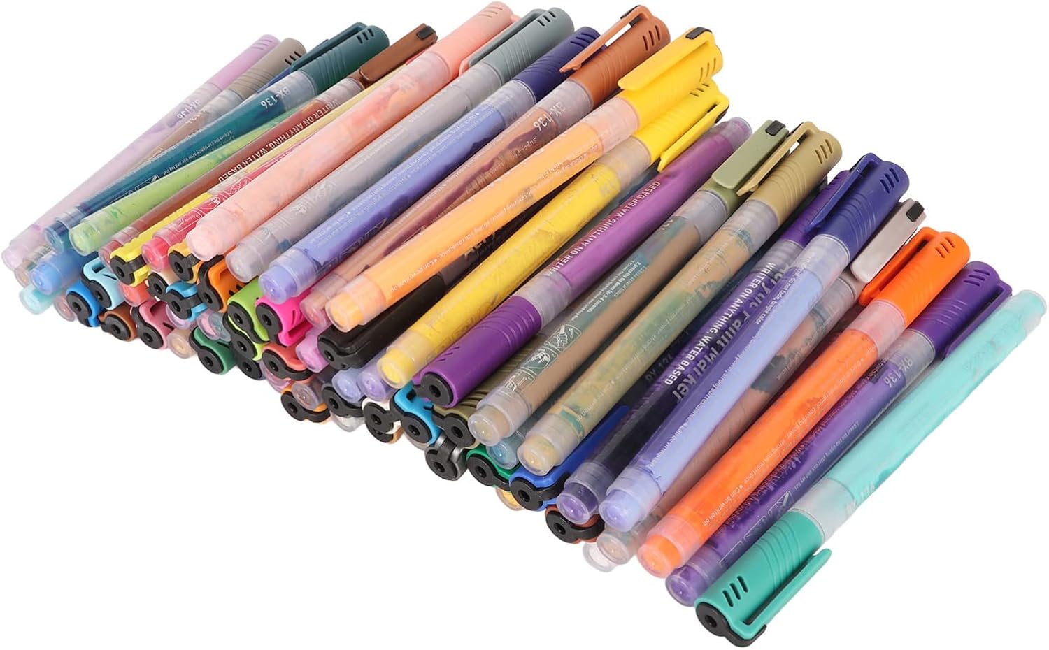 72Pcs Acrylic Paint Markers, Quick Dry Graffiti Markers with Fiber Tip, Assorted Colors Paint Pens for Rock Glass Wood Fabric Metal, Ideal for Kids Students