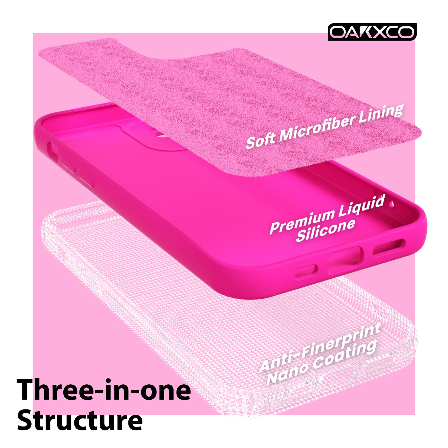oakxco for iPhone 17 Pro Max Phone Case Liquid Silicone, Cute Thin Slim Grip Soft Rubber Gel for Women Men, Smooth Matte TPU Plain Solid Color Girly Simple Case with Camera Cover, Light Pink — view 1714