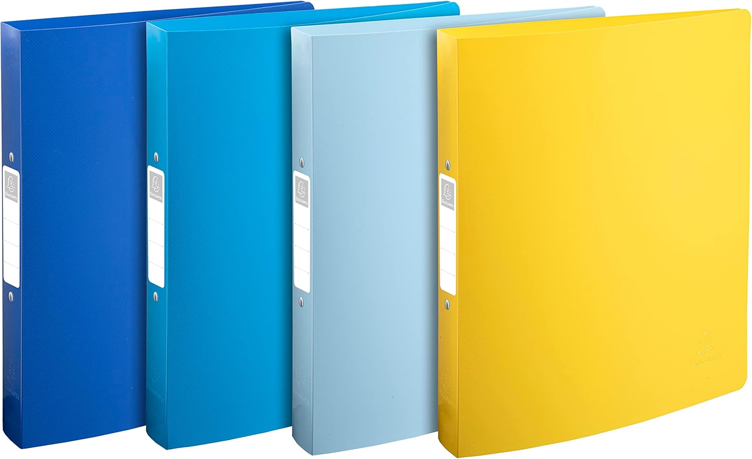 Exacompta - Ref. 54140E - Set of 4 Bee Blue semi-rigid binders - 2 round rings 30 mm diameter - 40 mm spine - external dimensions 32 x 26.8 cm - A4 maxi file format - assorted colors