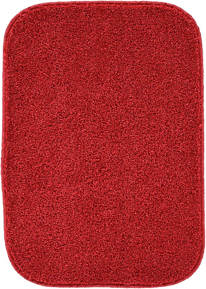 Garland Rug Gramercy Washable Bath Rug – Soft, Plush, Absorbent, Quick-Dry, Durable, 4 Piece Rug Set (Contour Rug, 17"X24", 20"X34", 22"X60" Bath Rugs), Classic Red