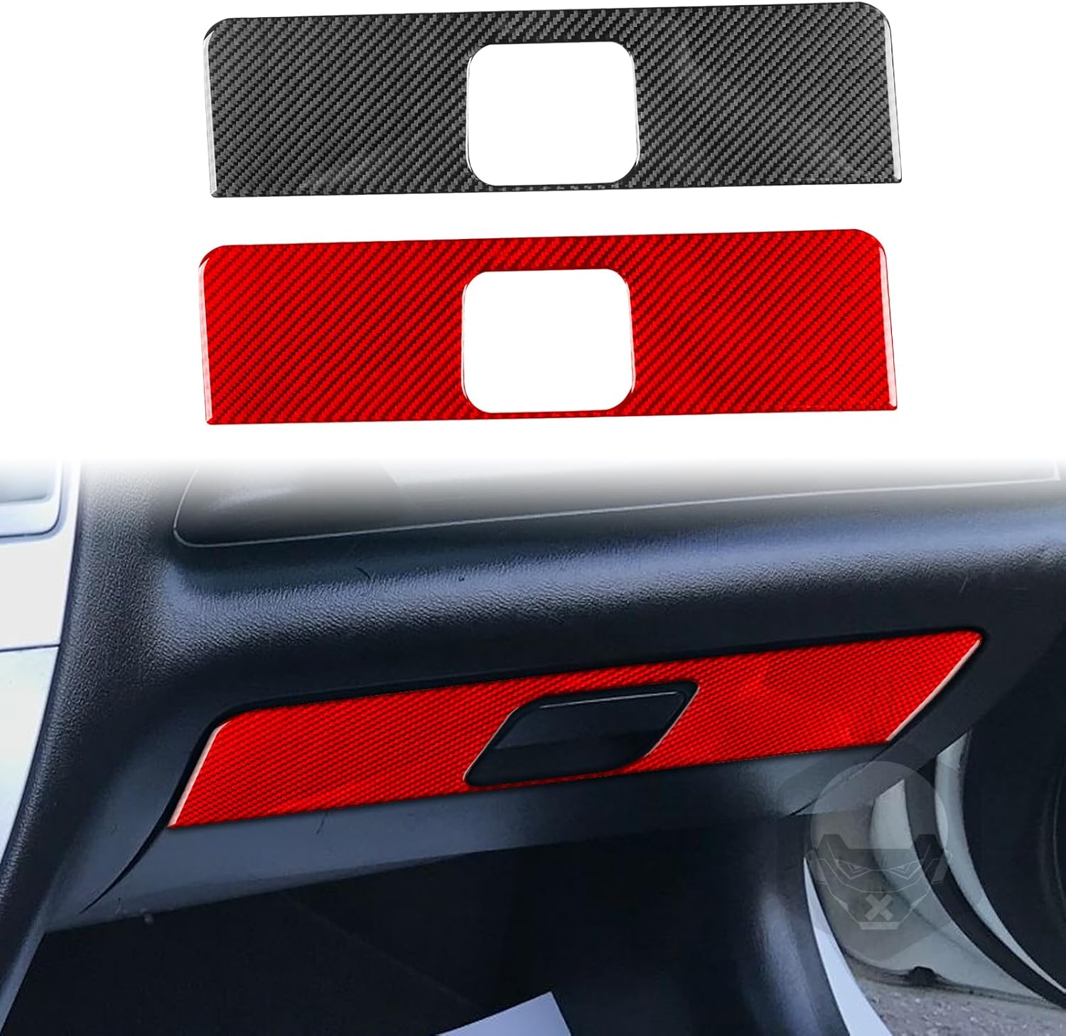 Car Co-Pilot Glove Box Panel Anti-Collision Cover Decorative Strip Sticker Real Carbon Fiber Trim Compatible with Honda Civic Si 2001 2002 2003 2004 2005 Auto Interior Accessories red