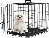 Vista 8 de FDW - Jaula para perros de 18 pulgadas para perros pequeños, de alambre de metal plegable, puerta única con panel divisor, perrera interior y Rosa