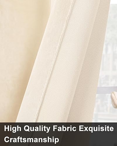 Miniatura 4 de SNITIE Cortinas de terciopelo blanco marfil de 84 pulgadas de largo con ojales, súper suaves, reducen el ruido, gruesas filtrantes de luz, para sala