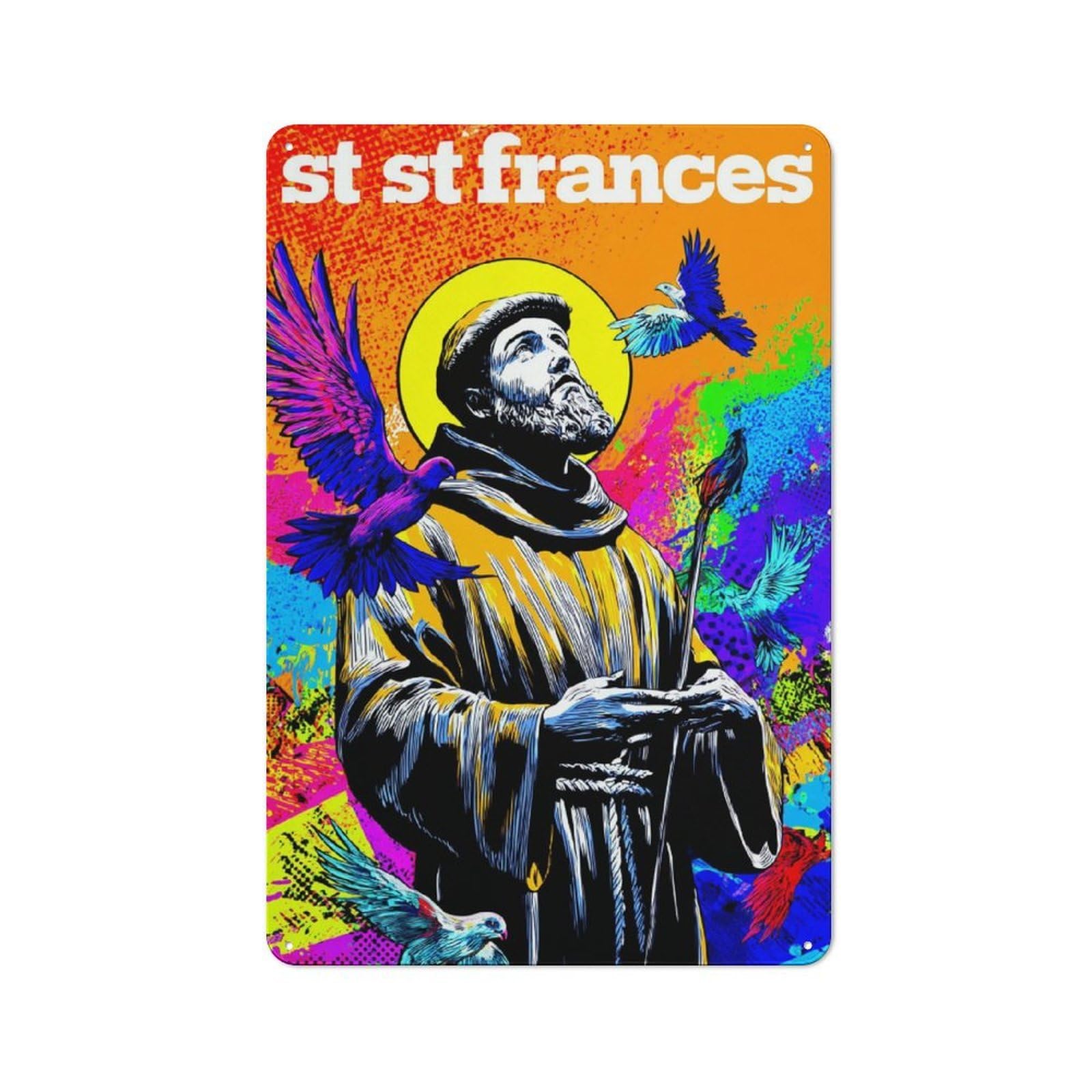 Junmoney Saint Francis A Colorful Tribute -1 Smart Metal Wall Decor 30X20cm, Office Metal Sign For Office, Study, Studio Or Hallway