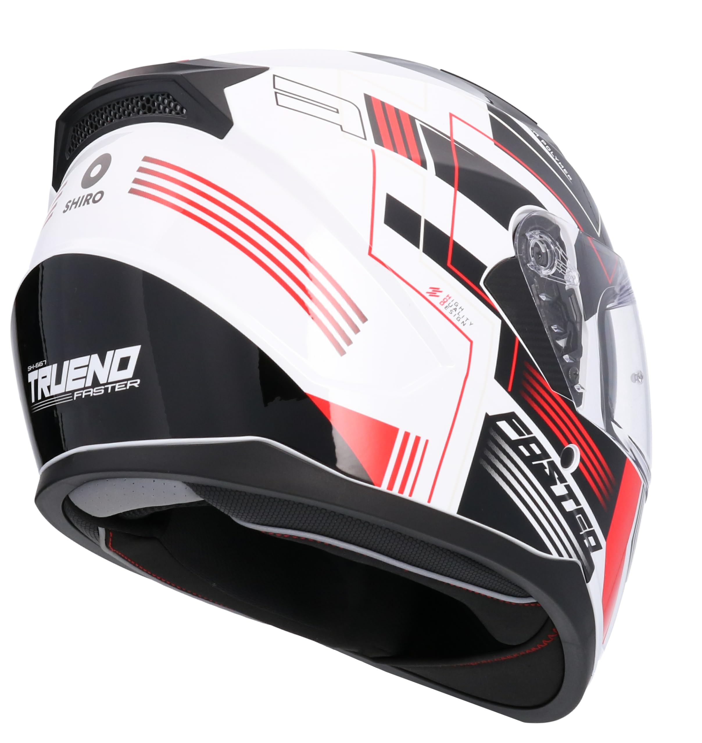 Shiro HEMETS SH-667 Casque intégral Faster blanc et rouge avec lunettes solaires