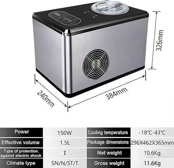 150W Automatic Ice Cream Maker, 1.5L Gelato Machine with 3 Modes & Lcd Display, Detachable Paddle No Pre-freezing for Ice Cream/gelato/sorbet/frozen Yoghurt Commercial Home