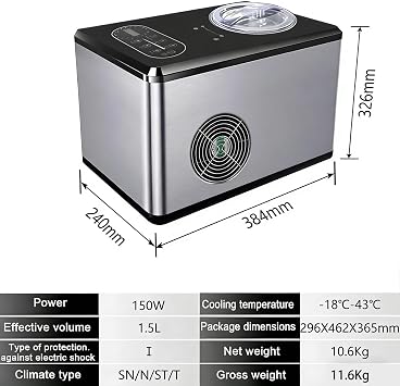 150W Automatic Ice Cream Maker, 1.5L Gelato Machine with 3 Modes & Lcd Display, Detachable Paddle No Pre-freezing for Ice Cream/gelato/sorbet/frozen Yoghurt Commercial Home