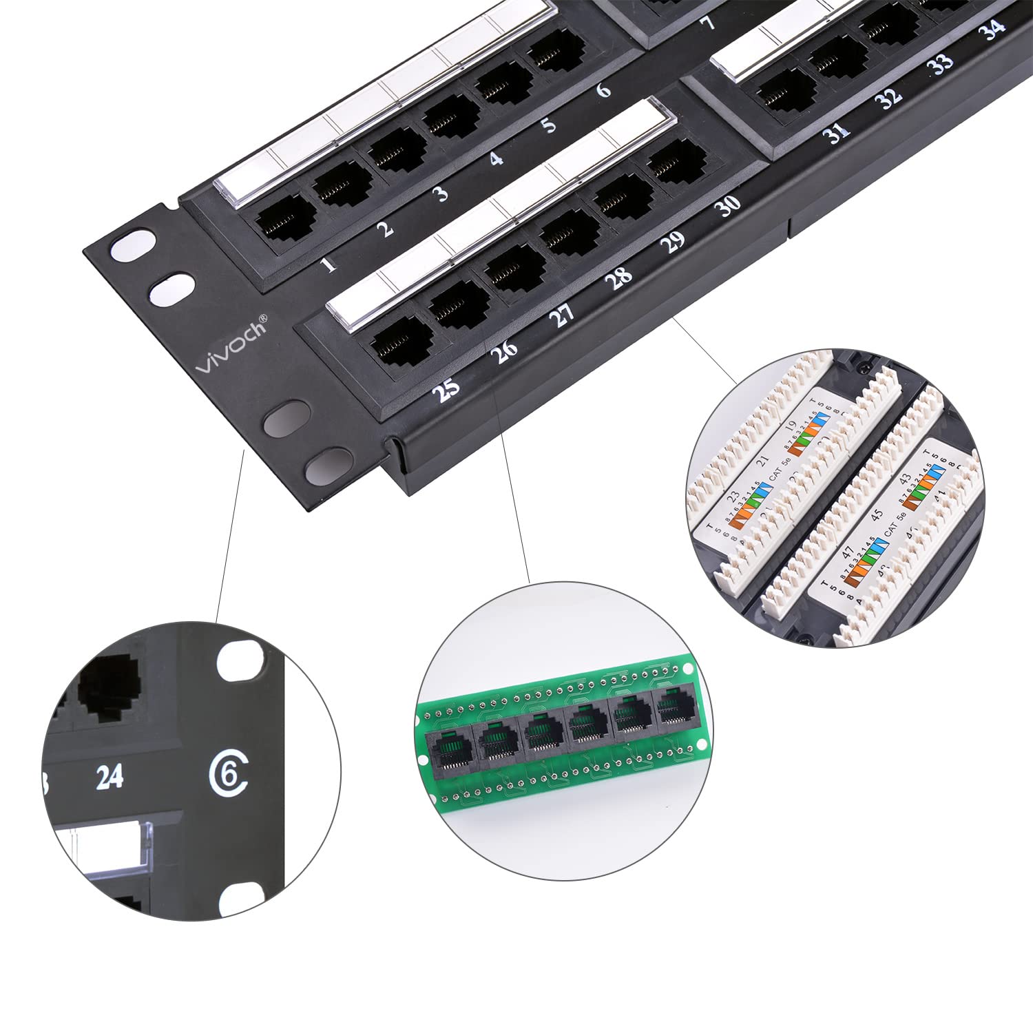 2U 48 porte Cat6 non schermato Wallmount o Rackmount Patch Panel UTP Ethernet Patch Panel con adattatore Cat6 Patch Panel