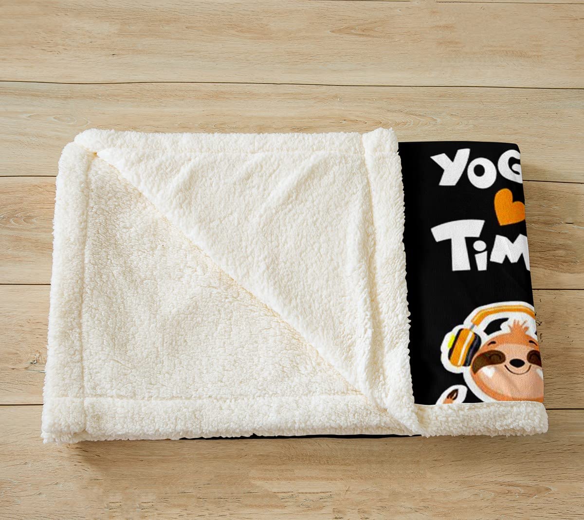 Loussiesd Coperta in pile con motivo a buffet, motivo "bradipo con animali", colore giallo, nero, per letto, divano, bambini, musica, yoga, bradipo caldo, coperta sfocata, ultra morbida, 200 x 200 cm