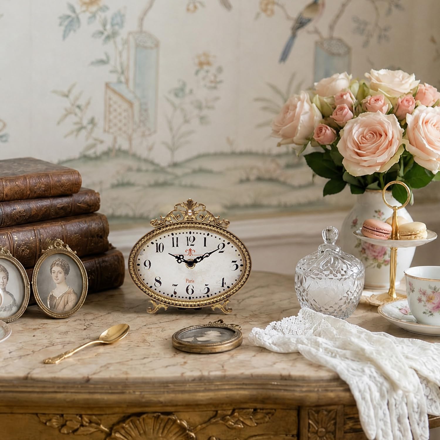 Amazon.com: NIKKY HOME Vintage Table Clock, French Gold Color