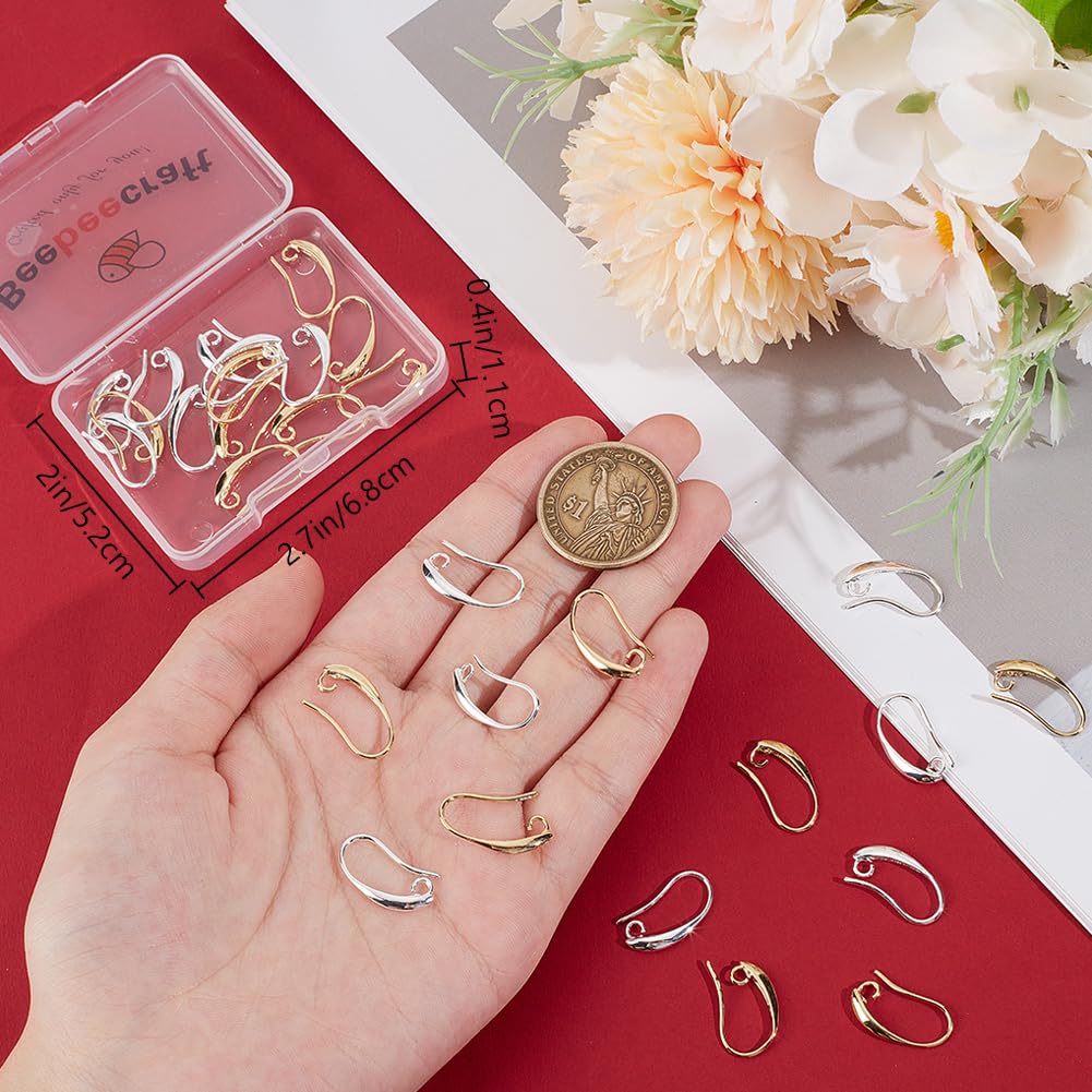 Beebeecraft 20 Paia Ganci Orecchini Francesi Ottone Placcato Oro 18K 925 Argento Sterling Anelli 2mm Accessori Creazione Gioielli