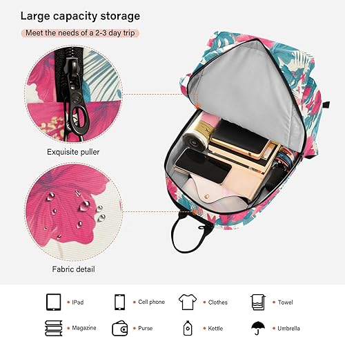 Miniatura 6 de Mochila de tenis para adultos, gran almacenamiento, hojas tropicales, flores de hibisco rojo, estrellas de mar, estilo hawaiano, bolsa de raqueta de