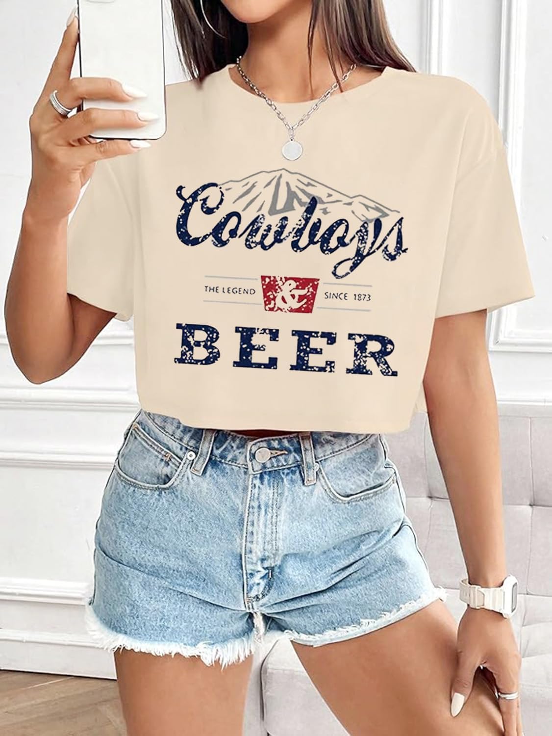 Cowboy Western Crop Shirt for Women Country Music Shirt Vintage Graphic Print Cowgril Rodeo Tee Country Party Tops - Image 2