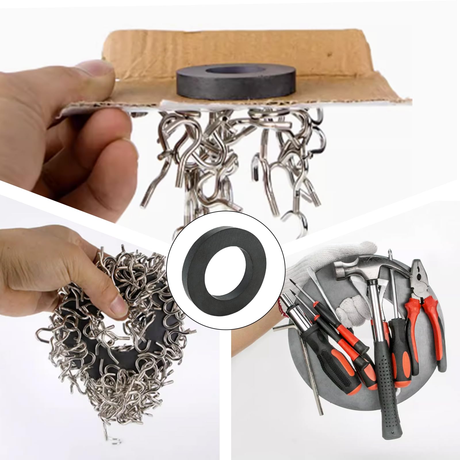 4 unidades de imanes para anillos: diámetro de 70 mm x 32 mm x 15 mm, anillo de ferrita con agujero, resistente anillo magnético con agujero para industria, bricolaje, manualidades, proyectos de