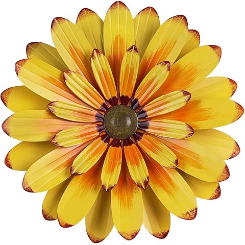 YEAHOME 16'' Metal Flower Wall Decor - Sunflower Wall Art Decorations Hanging for Bedroom, Living Room, Bathroom Boho Office