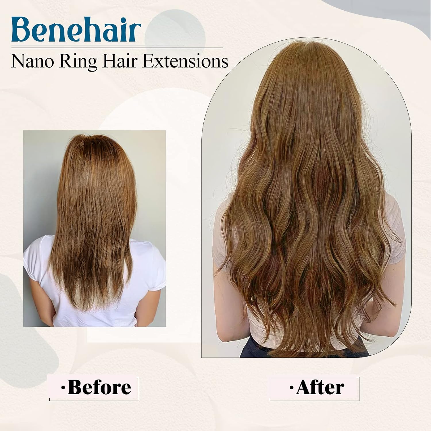 16inch Nano Beads Ring Hair Extensions Human Hair Dark Auburn Pre Bonded I Tip Keratin Cold Fusion Stick Tipped Hairpiece Iron Loop Link Straight Micro Bead Remy Hair for Women #33 50g 50strands