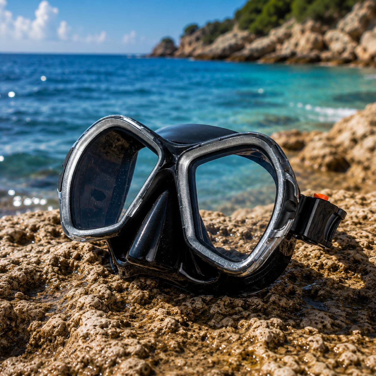Salvas Sub Maschera Phoenix in Silicone Nero- Premium Maschera Subacquea Doppia Lente per Visibilità Ottimale e Sicurezza Durante le Immersioni - Maschera Professionale Snorkeling Fibbie Regolabili