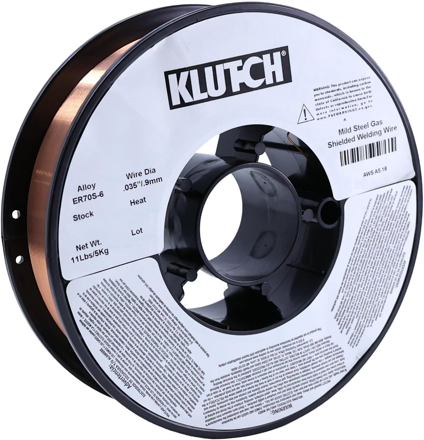Klutch ER70S-6 Carbon Steel MIG Welding Wire - 11-Lb. Spool, Size 0.035in., Model# ER70S6-035-11NT