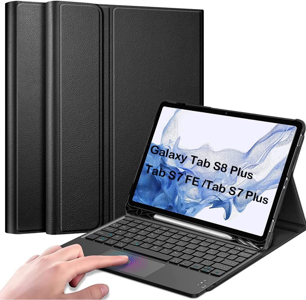 QYiiD TouchPad Keyboard Case for Galaxy Tab S7 FE 2021/ S7+/S7 Plus 2020/S8+ 2022 (12.4 Inch