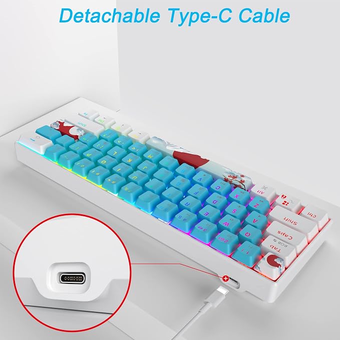 Teclado Mecánico Fogruaden GS61-Blue Wired USB-C miniatura 7