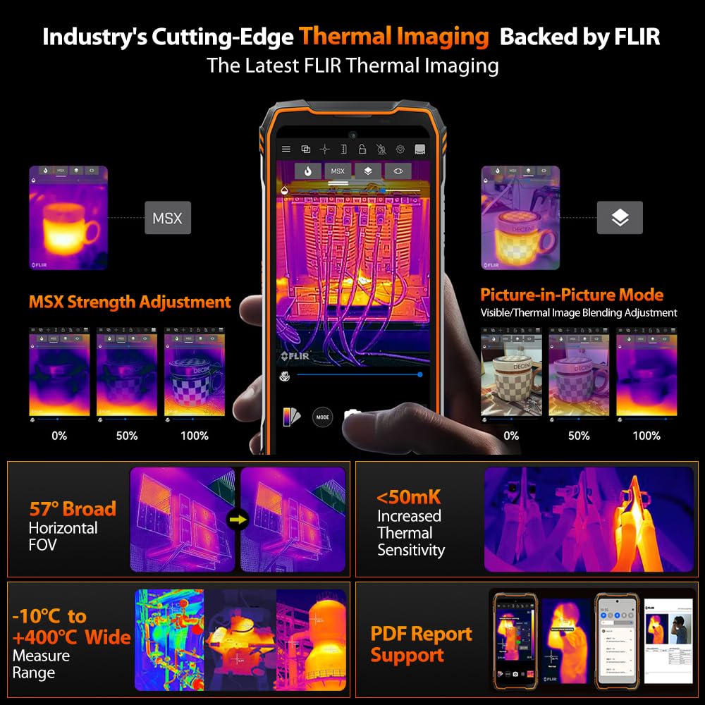 Blackview Xplore 1 Pro Teléfono Movil Resistente con Termográfica Cámara, 36GB+256GB/2TB, 6.78"FHD+ Movil Irrompible, 64MP+50MP, 20000mAh Smartphone Todoterreno IP68/5G/NFC/OTG/GPS/Infrarrojo,Naranja