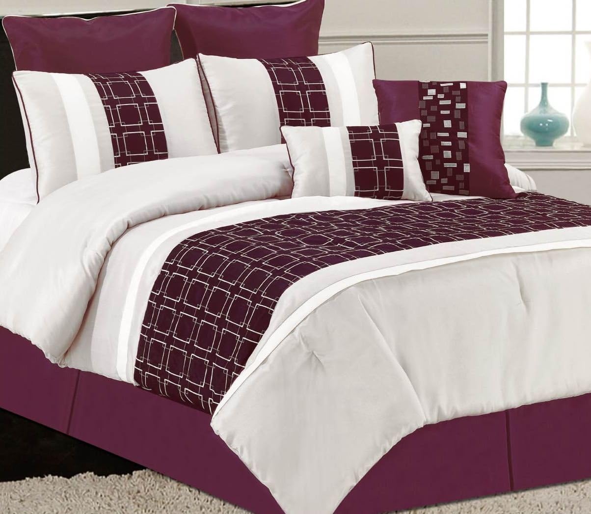 Melton 8Piece Embroidered Comforter Set, King, Splum Home & Kitchen