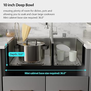 Drop In Kitchen Sink Double Bowl - Funmier 33 Inch Double Bowl Kitchen Sink 60/40 33x22 Stainless Steel 16 Gauge Deep Bowl Basin