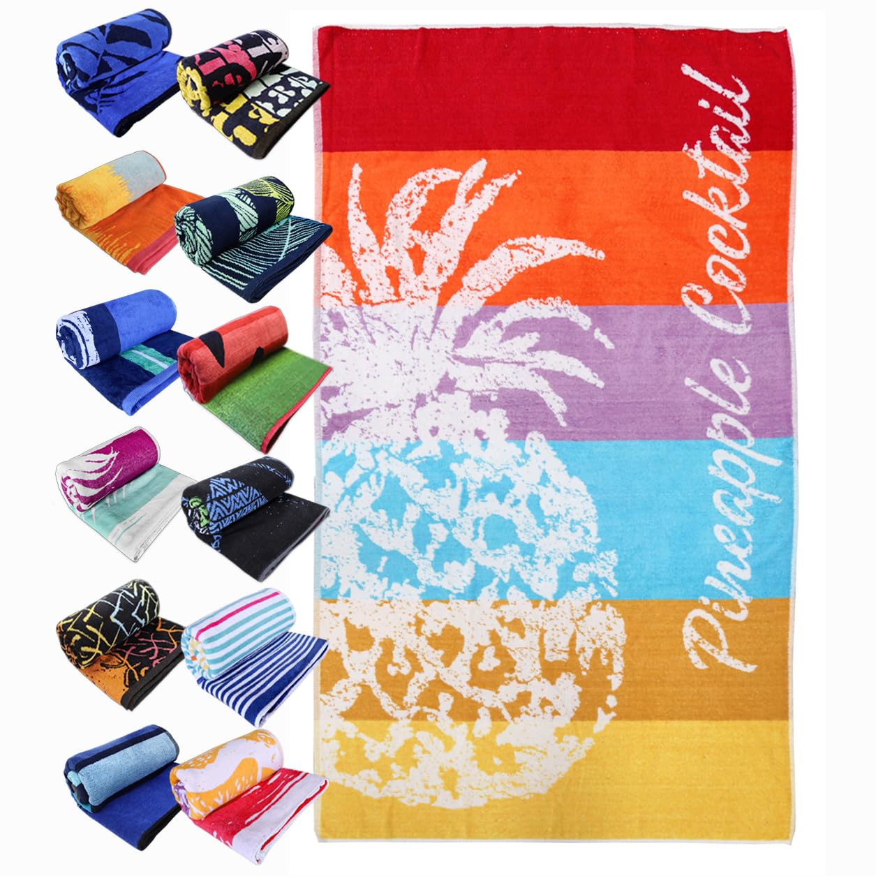 Serviette De Plage/piscine 100% Coton égyptien - 90x165 Cm, Velours Et éponge, Absorbante, Douce