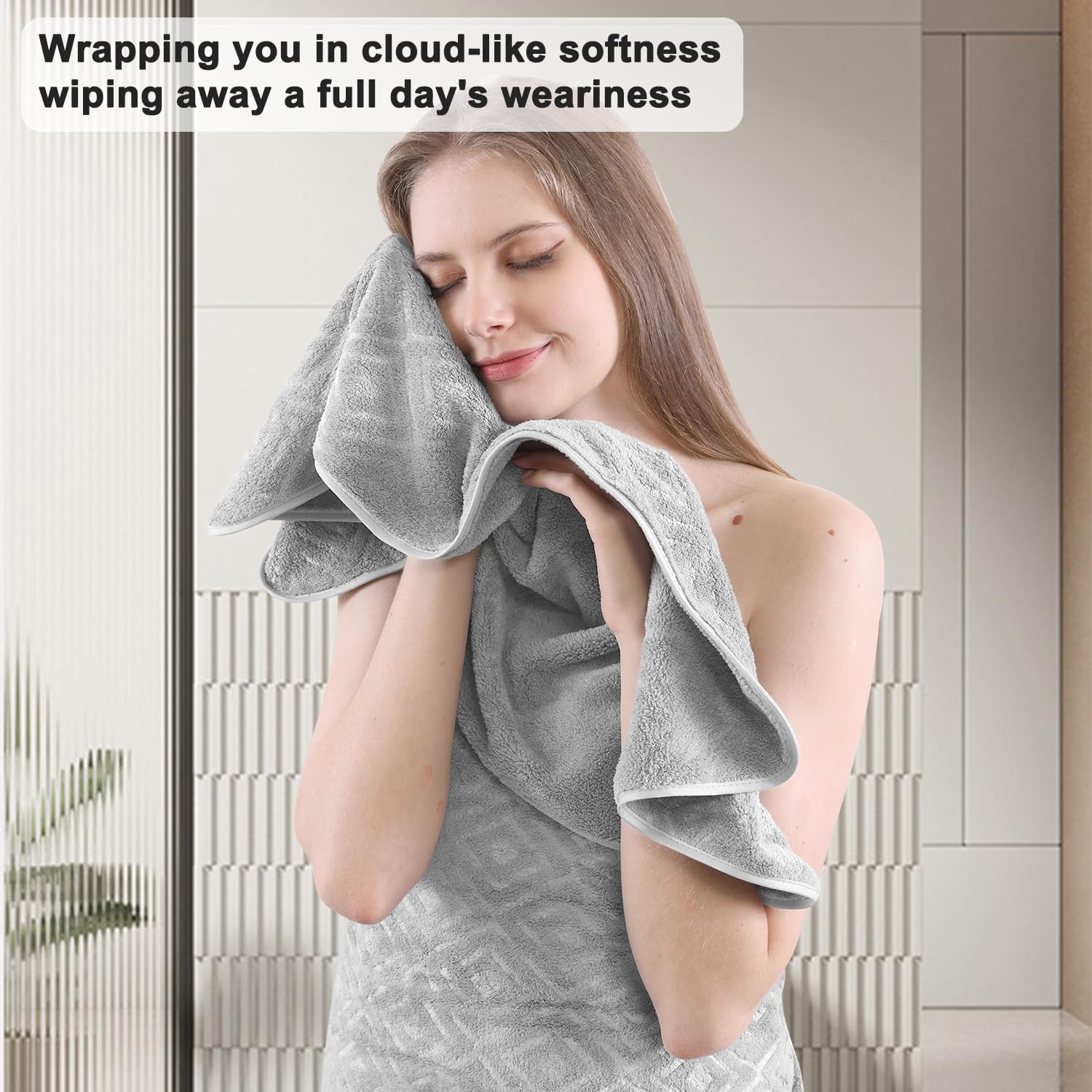 Jarson 12 Pieces Bath Towel Set Soft, Light Grey - Quick Dry Family Towels for Bath, Highly Absorbent Towel Set for Hotel-4 Luxury Bath Towels, 4 Hand Towels & 4 Washcloths for Bathroom