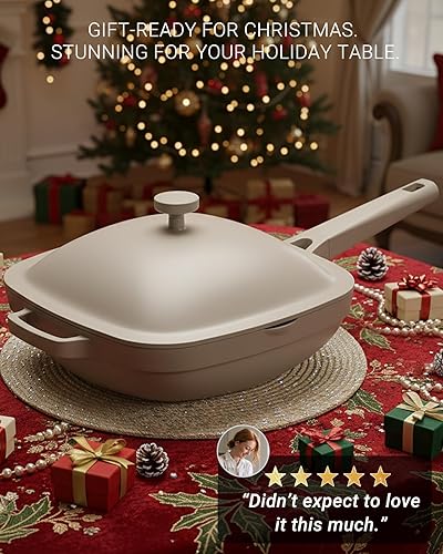 Miniatura 2 de Sartén de Cerámica de 10.5 Pulgadas (3.8QT) con Tapa, Sartenes Antiadherentes de Freír de Aluminio Fundido Sartenes Hondas para Saltear, Sartén Pix