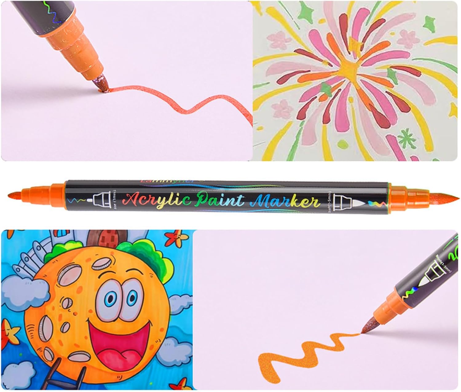 Acrylic Paint Pens | 60 Colors Water Based Ink Craft Supplies,Paint Pen Acrylic Markers Set | for Kids Adults Home School Scrapbooking DIY Crafts Rock Fabric Wood Stone