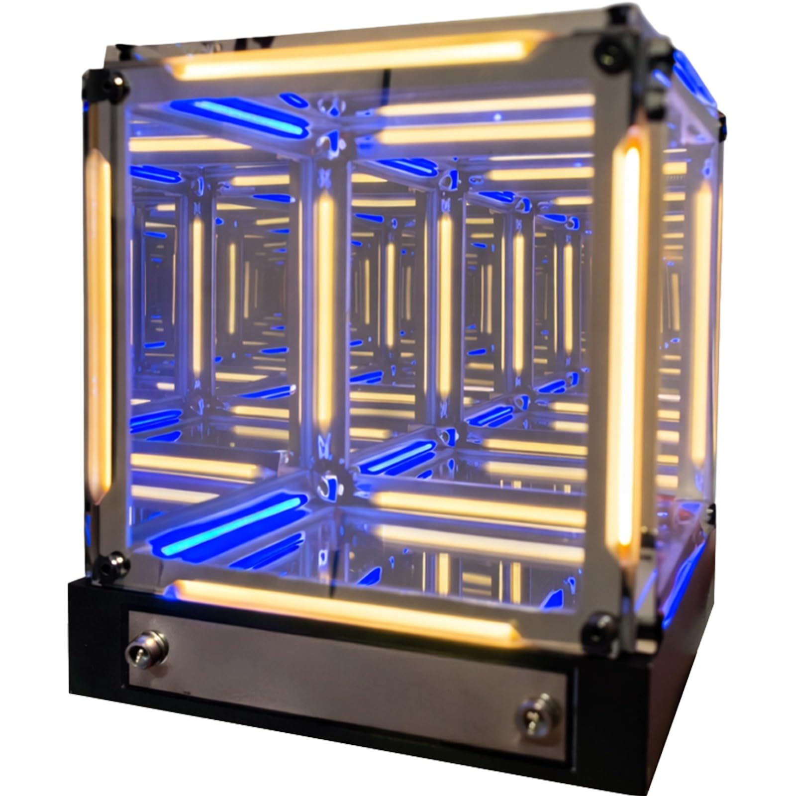 Cubo de luz de espejo infinito con profundidad visual 4D, luz de efecto de cubo Tesseract de 4.7 pulgadas, decoración de escritorio LED multicolor, decoración moderna de escritorio, carga USB, lámpara