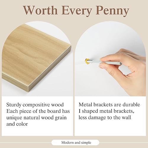 Miniatura 4 de Estantes flotantes de madera, 3 tamaños, estantes de madera para decoración de pared, estantes colgantes para almacenamiento de exhibición,