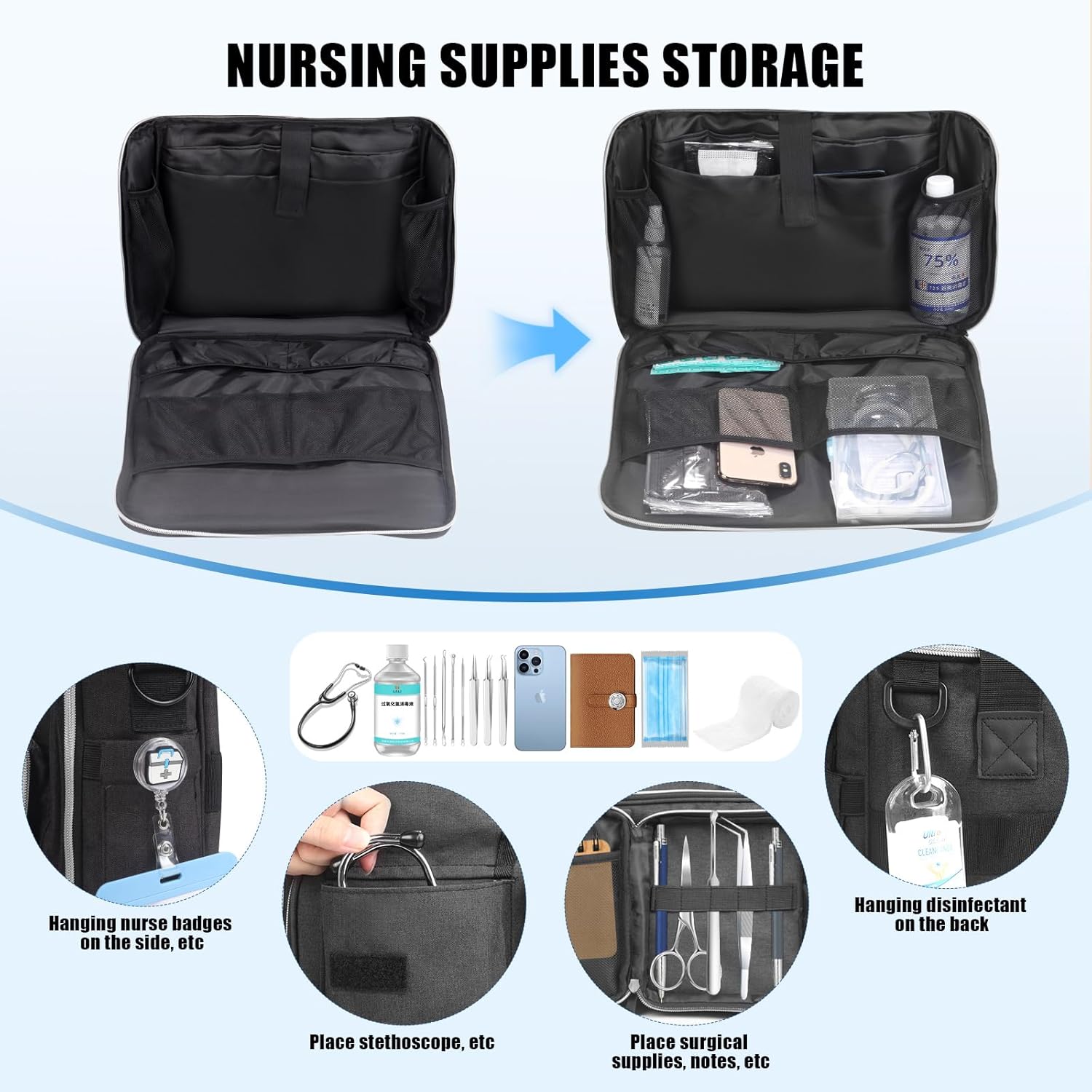 Professional Tote for Women 14" Laptop Bag - Teacher Nurse Work Bag Lay-Flat, Office College Commuting, Craft Organizer Bag