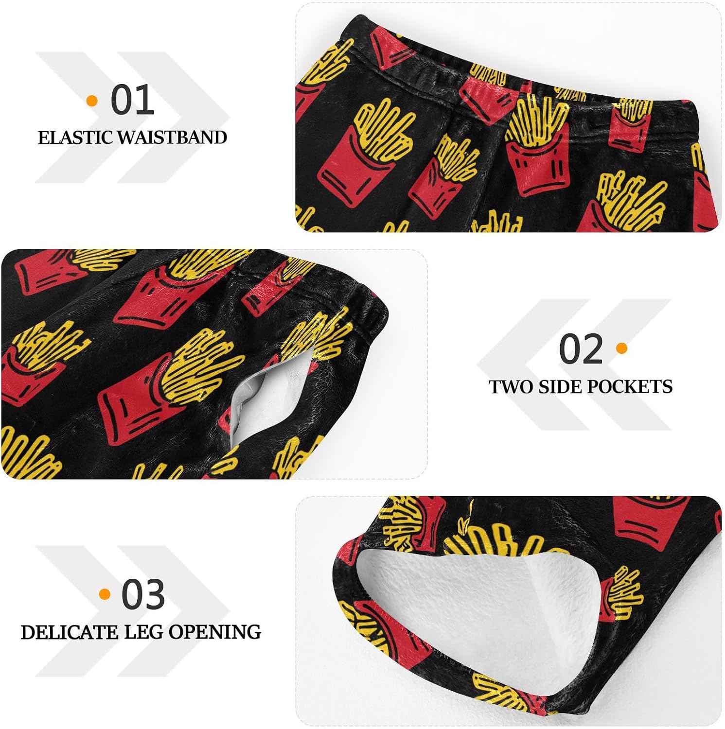French Fries Red Carton Boys Pants for Kids Fleece Bottoms Long Jogger Pants Trousers with Pockets Size 6-14Y